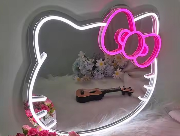 霓虹灯发光字镜子定制