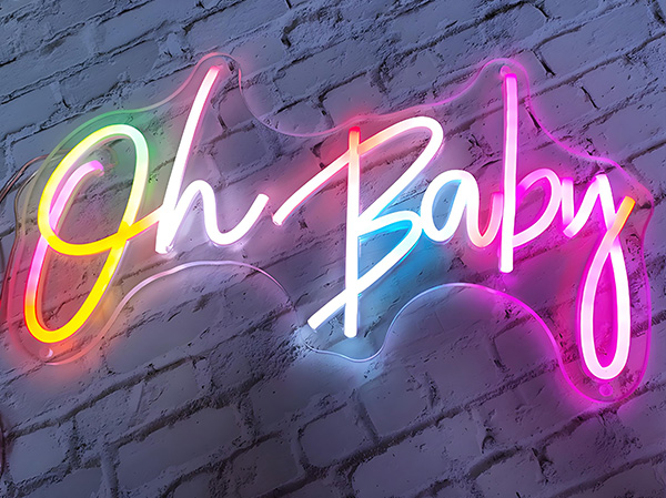 幻彩霓虹灯发光字标识定制 Oh baby